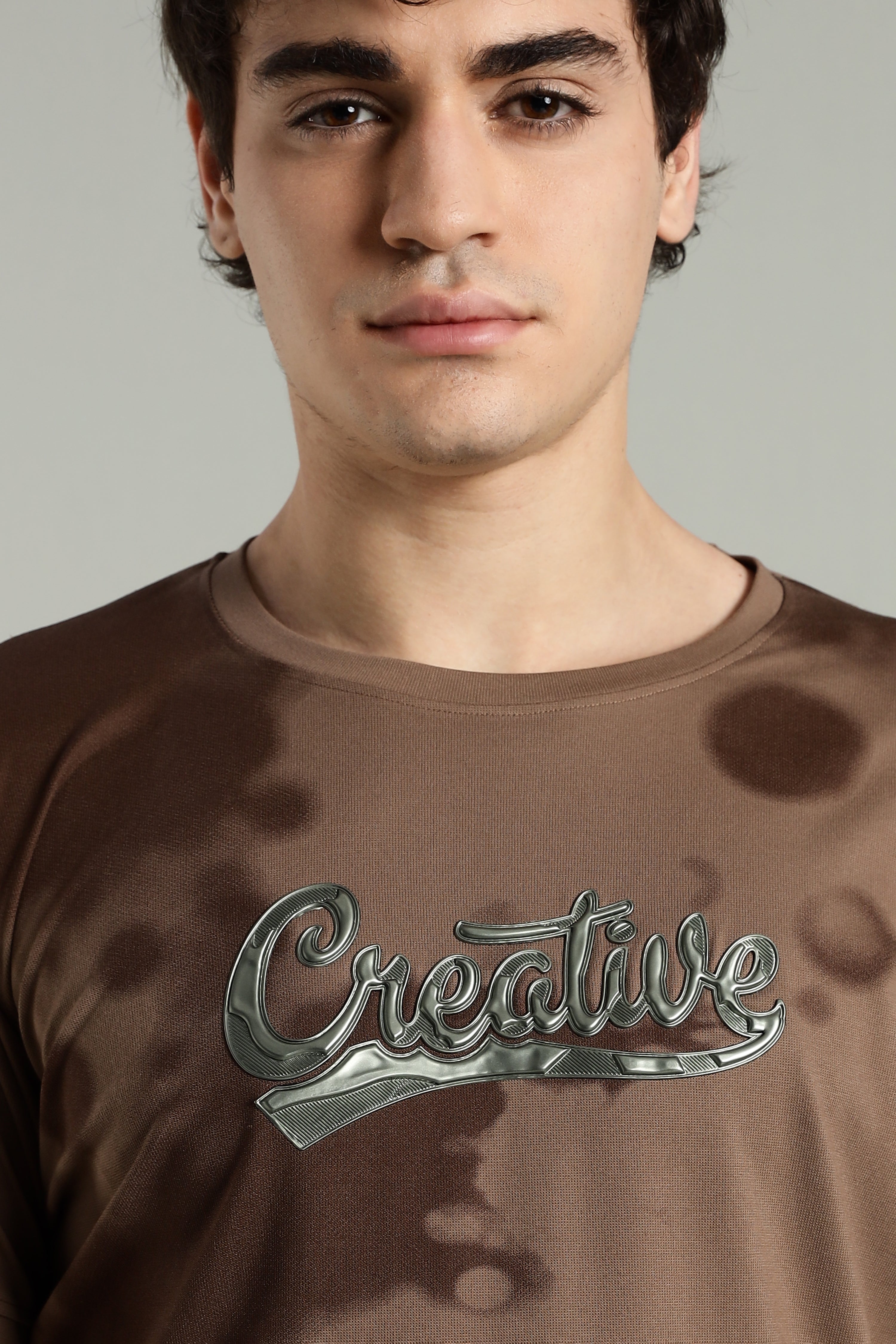 Smoke H/S Creative Metallic Print Partywear T-Shirt for Men