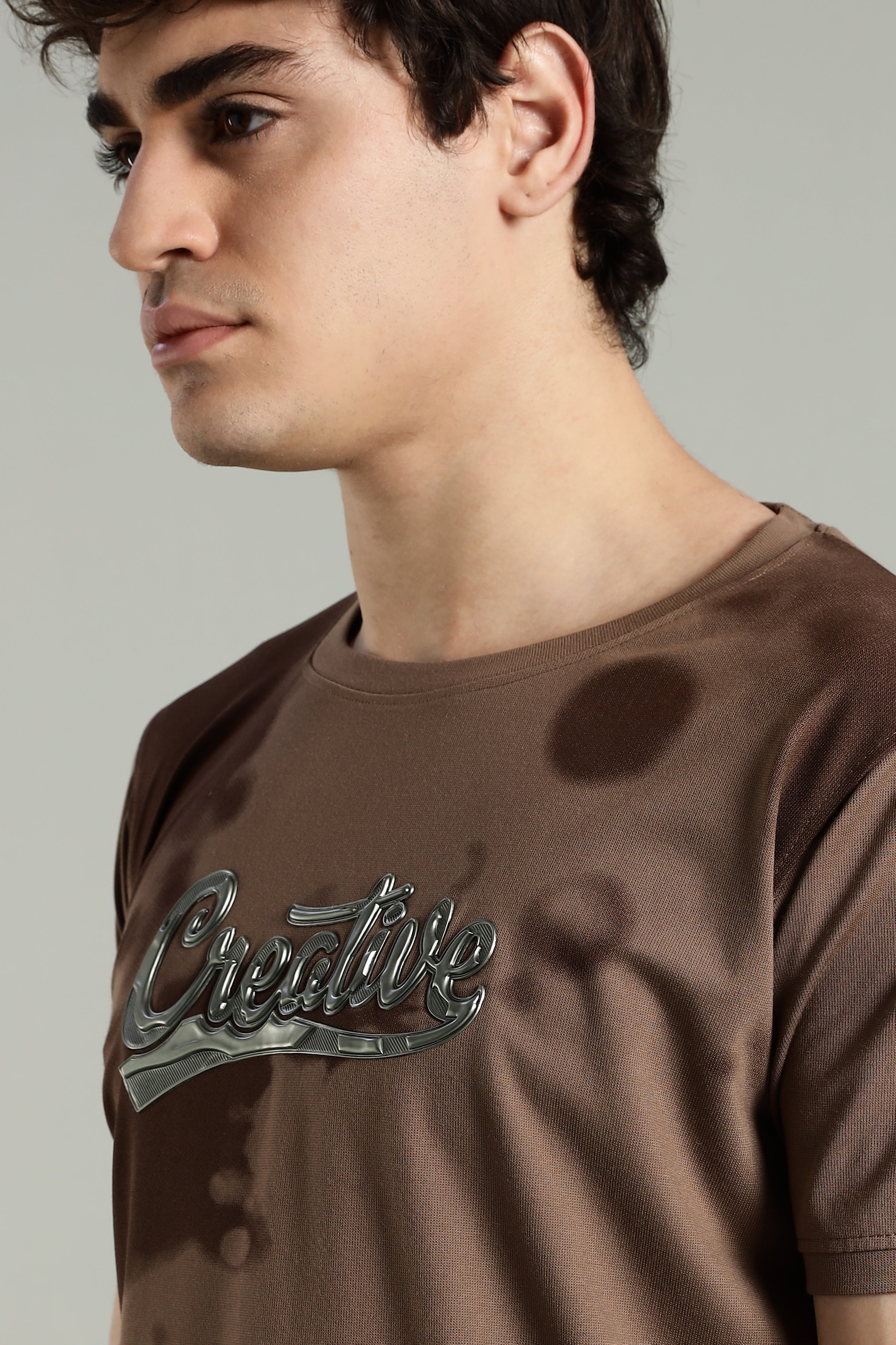 Smoke H/S Creative Metallic Print Partywear T-Shirt for Men