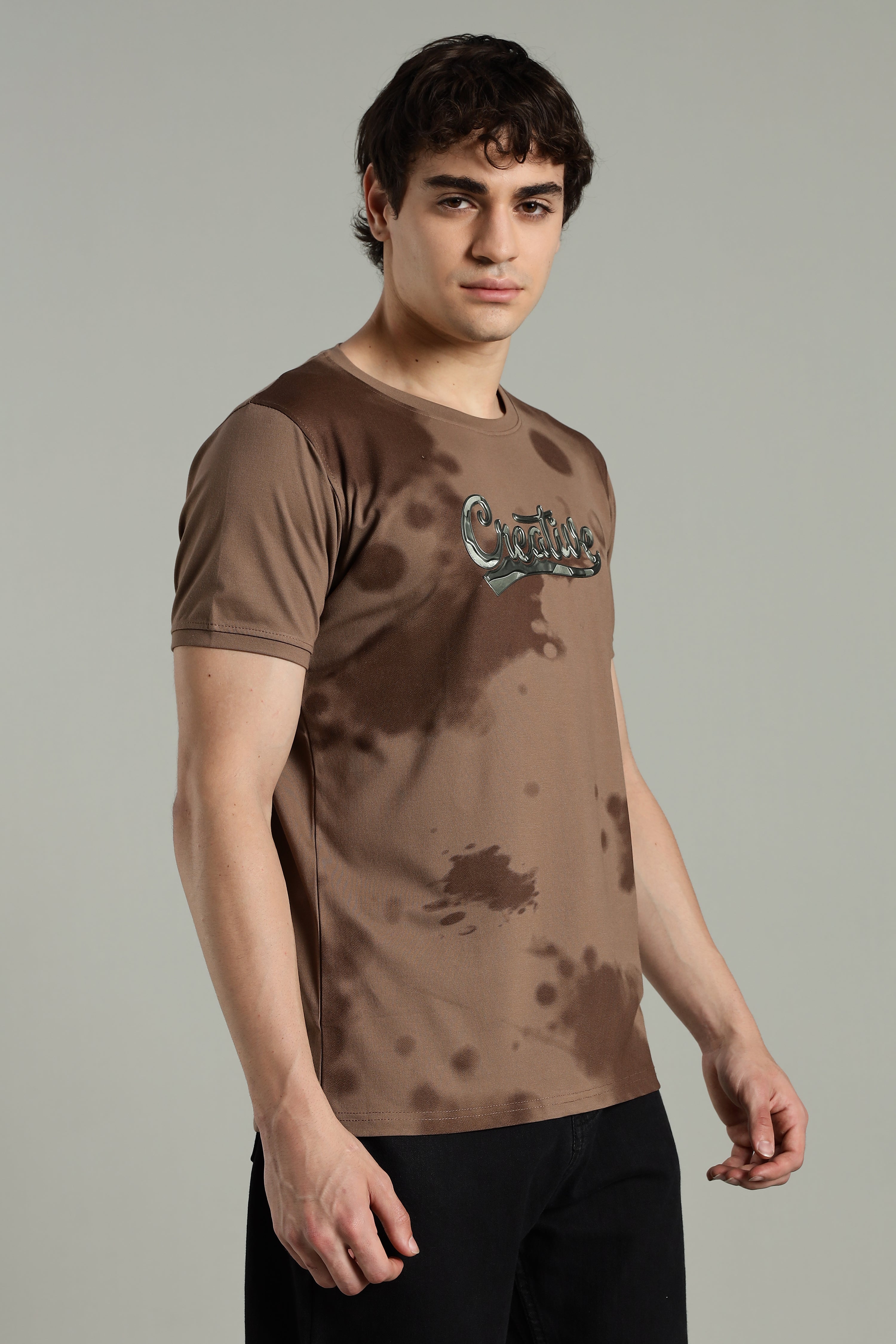 Smoke H/S Creative Metallic Print Partywear T-Shirt for Men