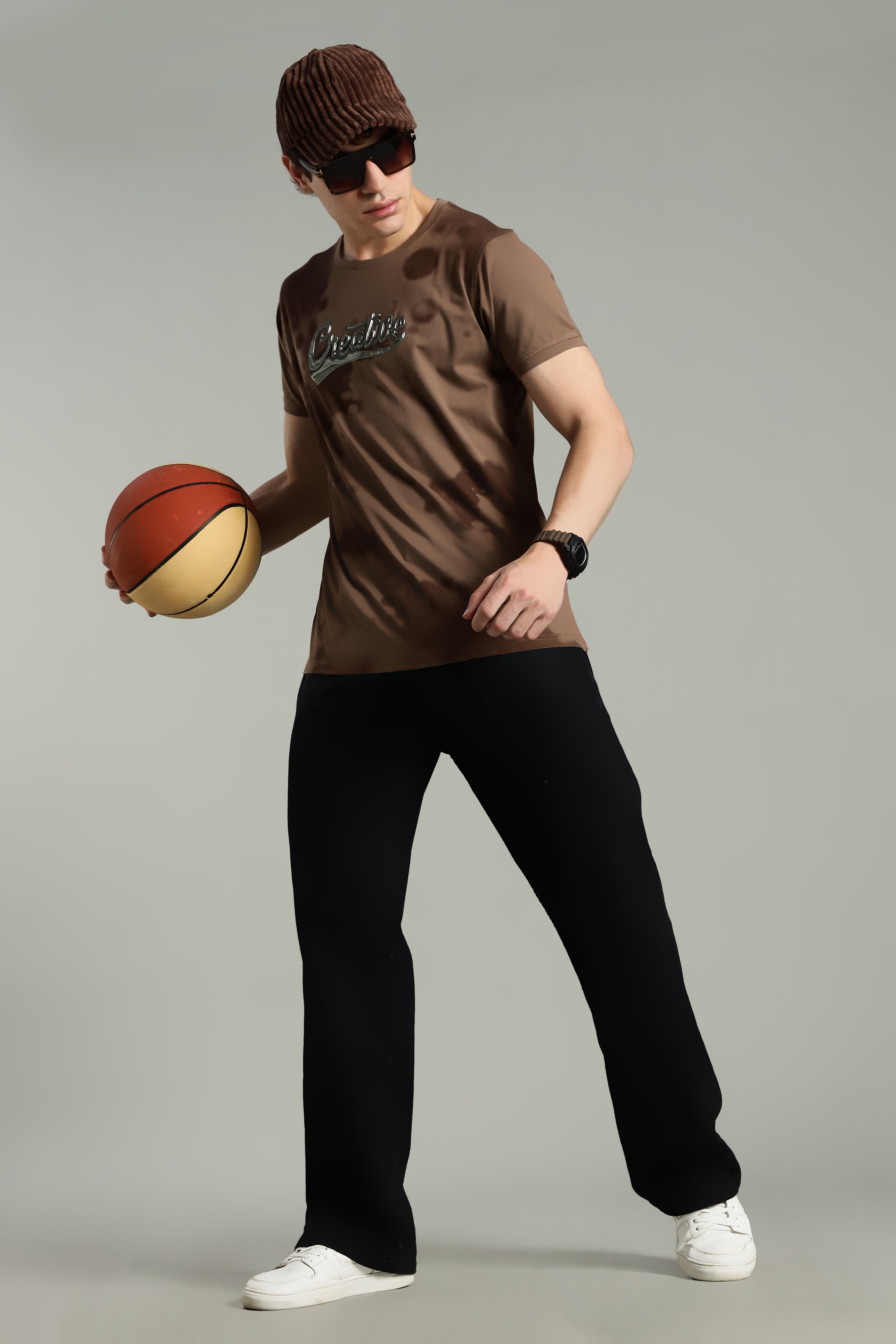 Smoke H/S Creative Metallic Print Partywear T-Shirt for Men