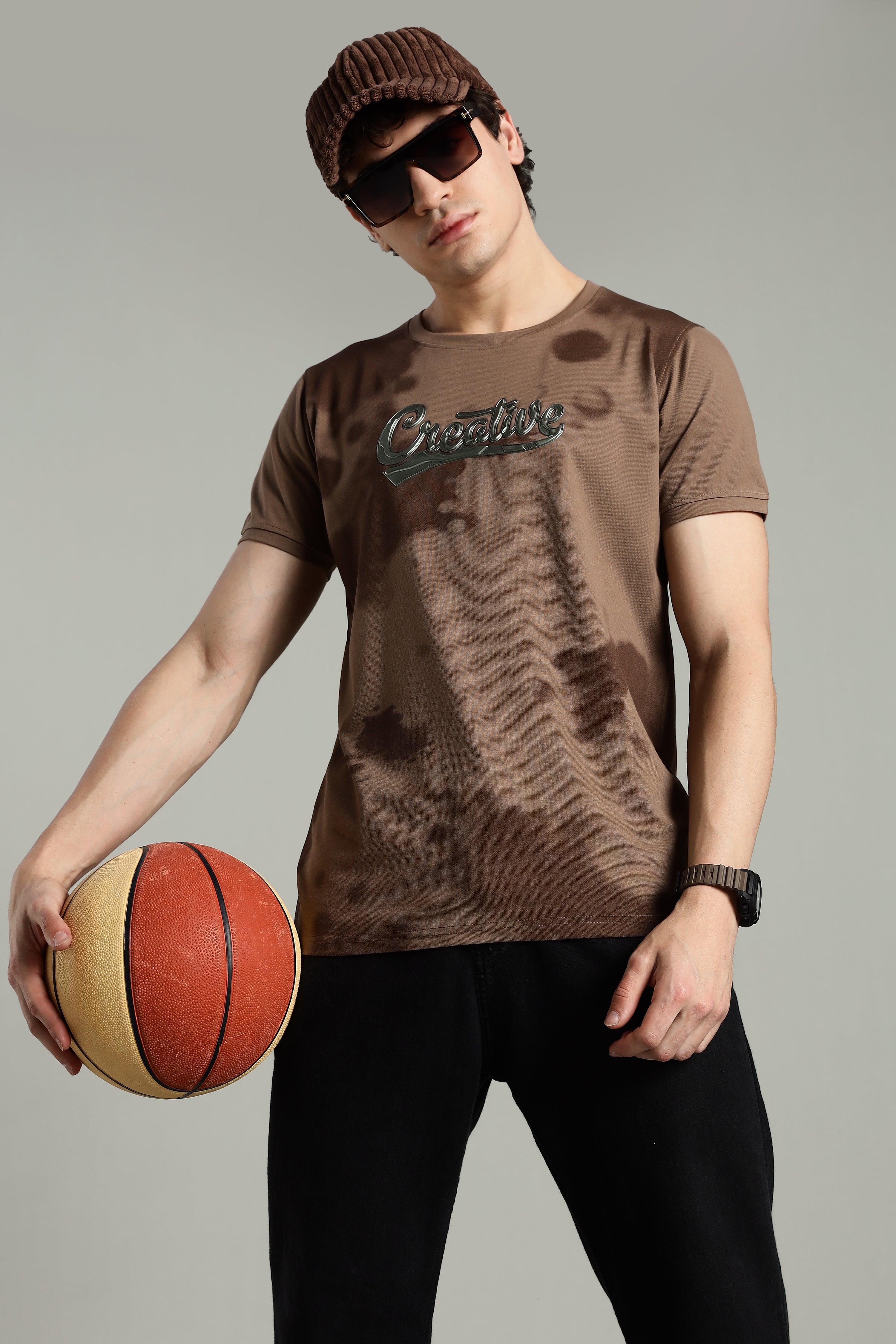 Smoke H/S Creative Metallic Print Partywear T-Shirt for Men