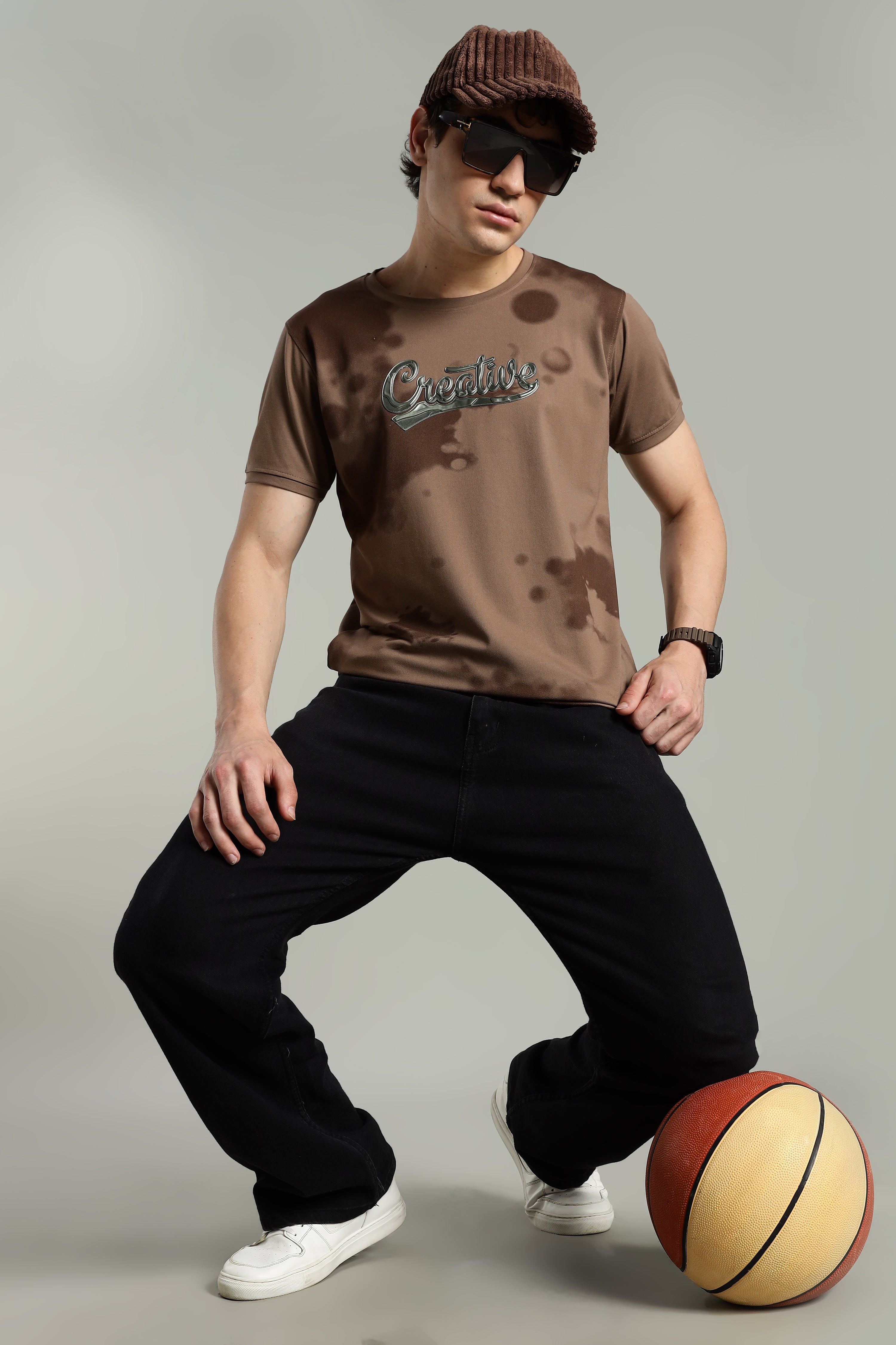 Smoke H/S Creative Metallic Print Partywear T-Shirt for Men