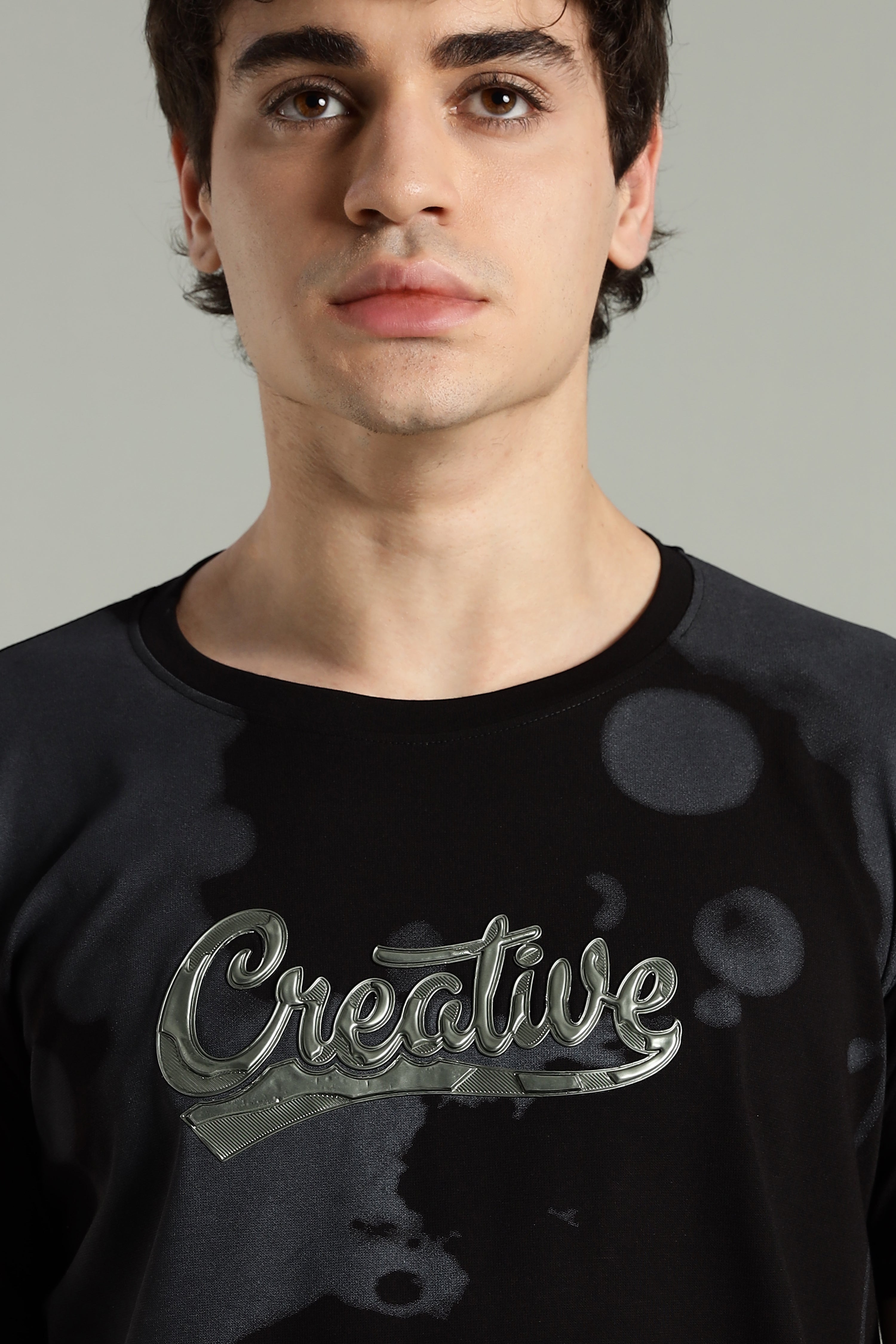 Smoke H/S Creative Metallic Print Partywear T-Shirt for Men