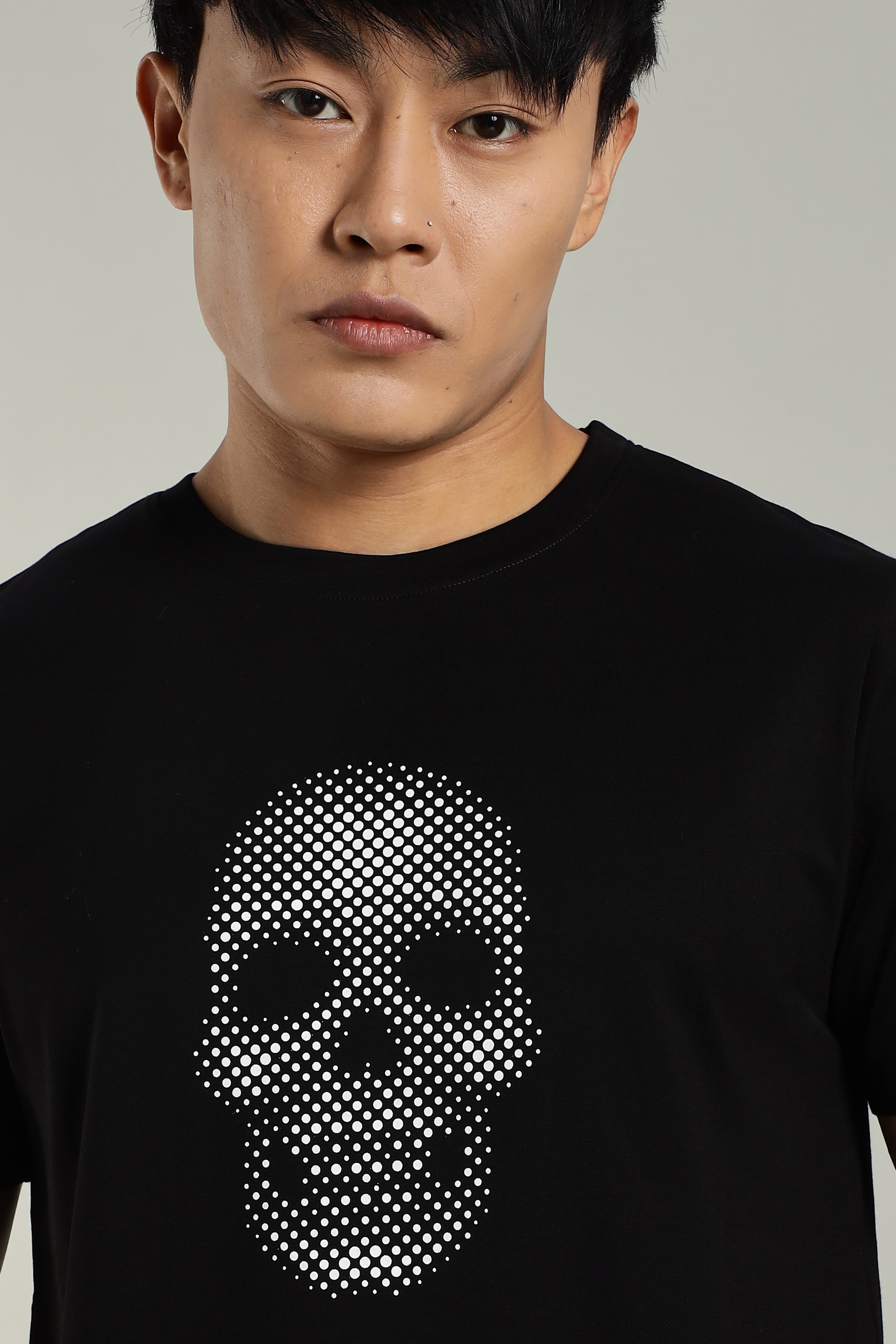 Black Supima Cotton Glossy Skull T-Shirt for Men
