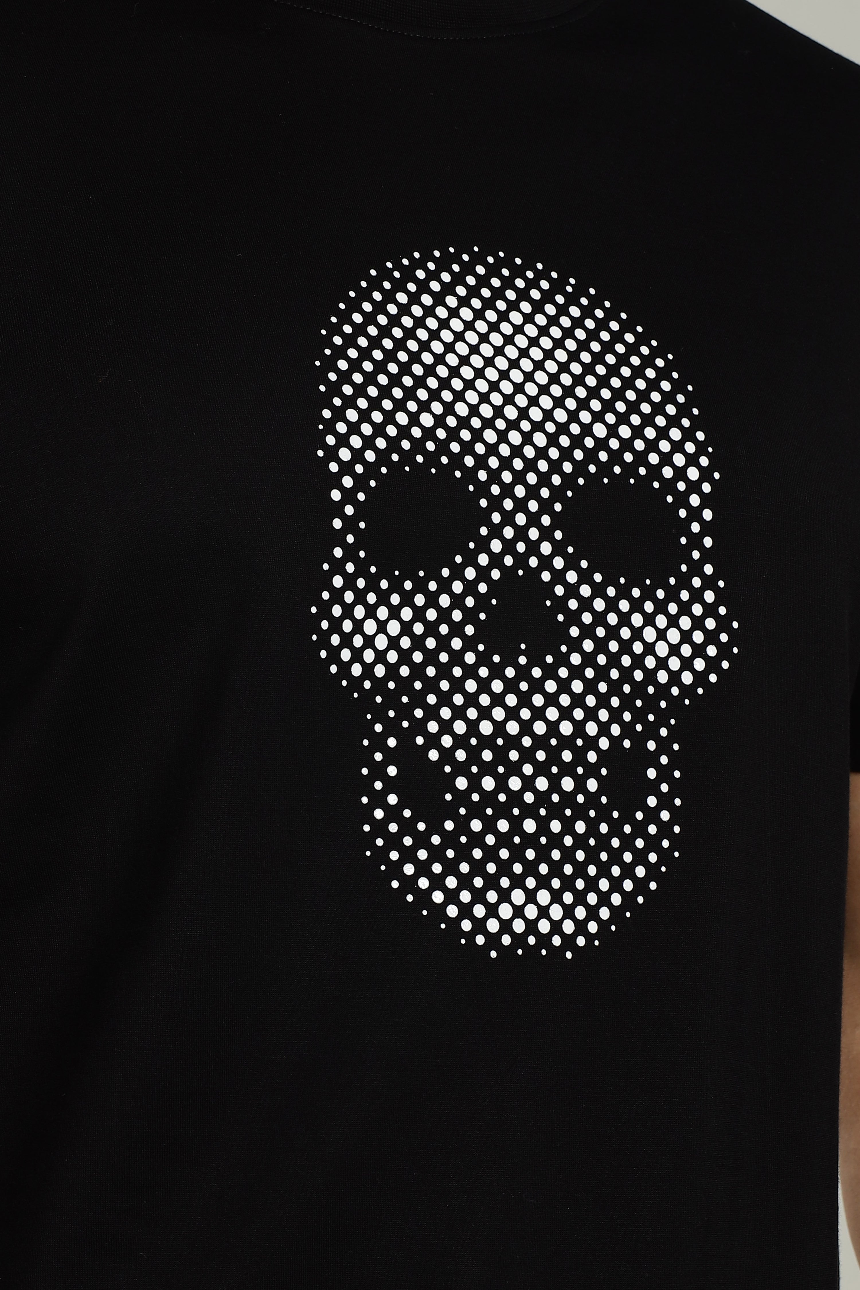 Black Supima Cotton Glossy Skull T-Shirt for Men