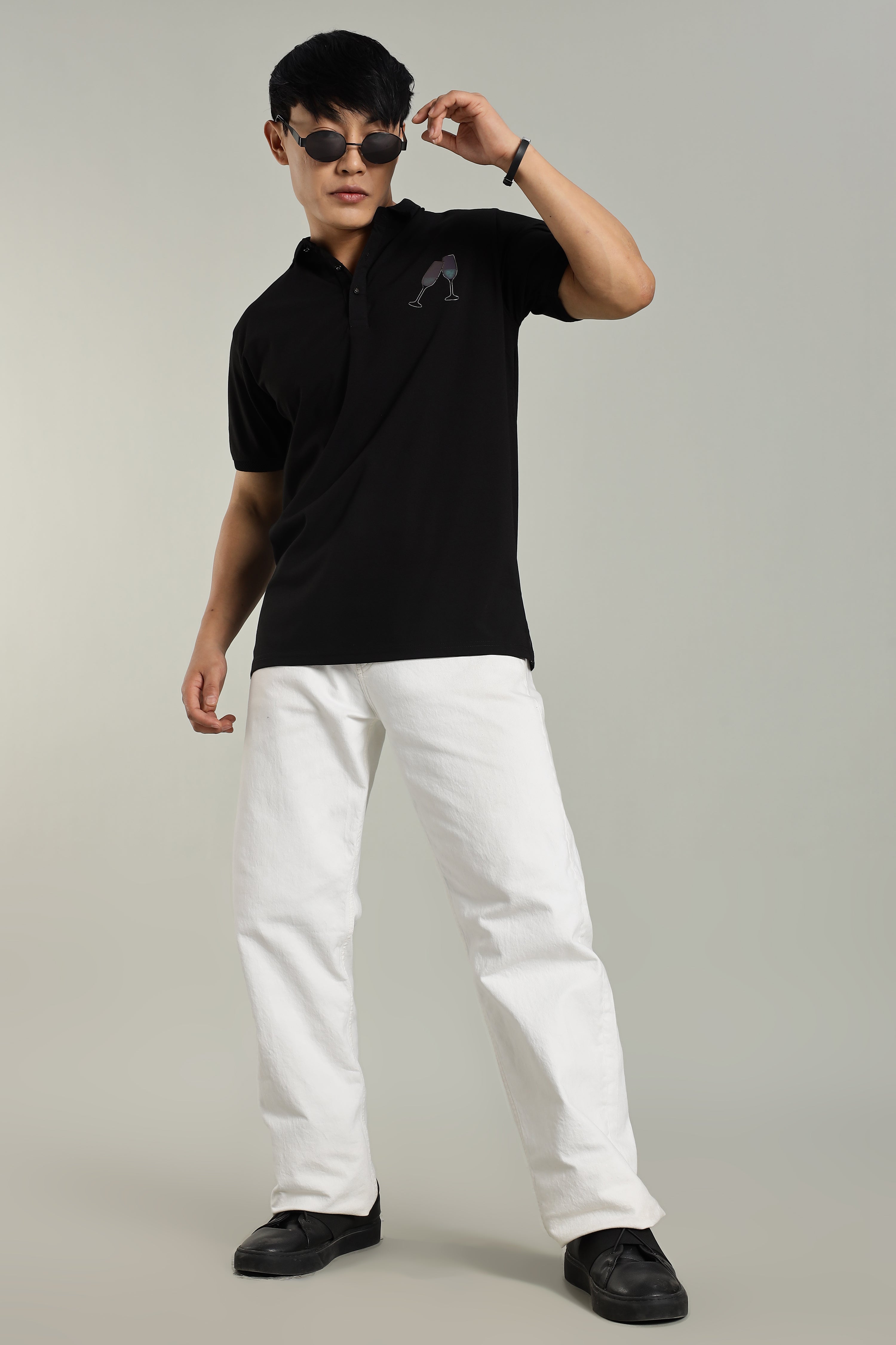Diamond Detailing Reflective Print Party Polo for Men