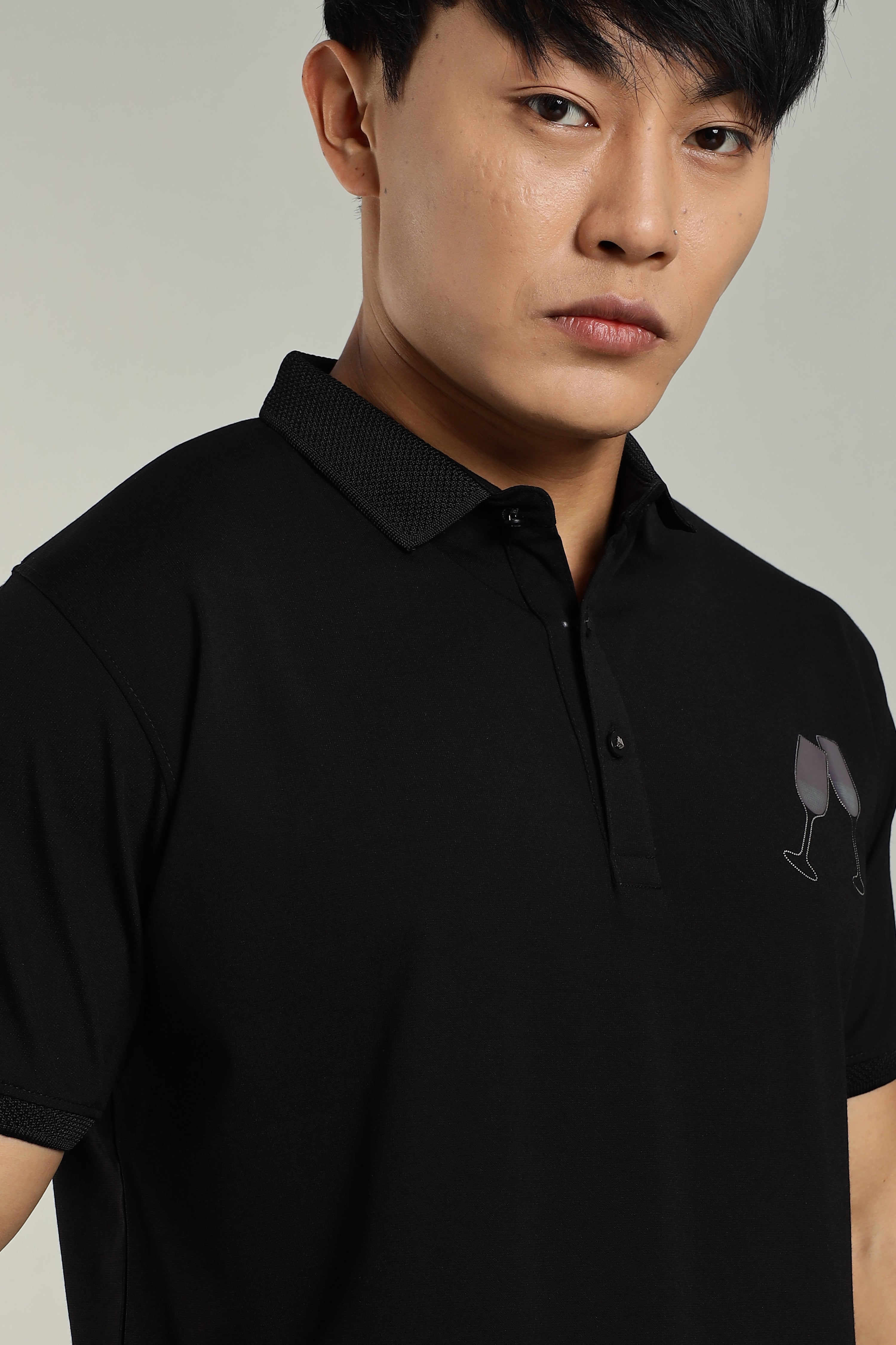Diamond Detailing Reflective Print Party Polo for Men