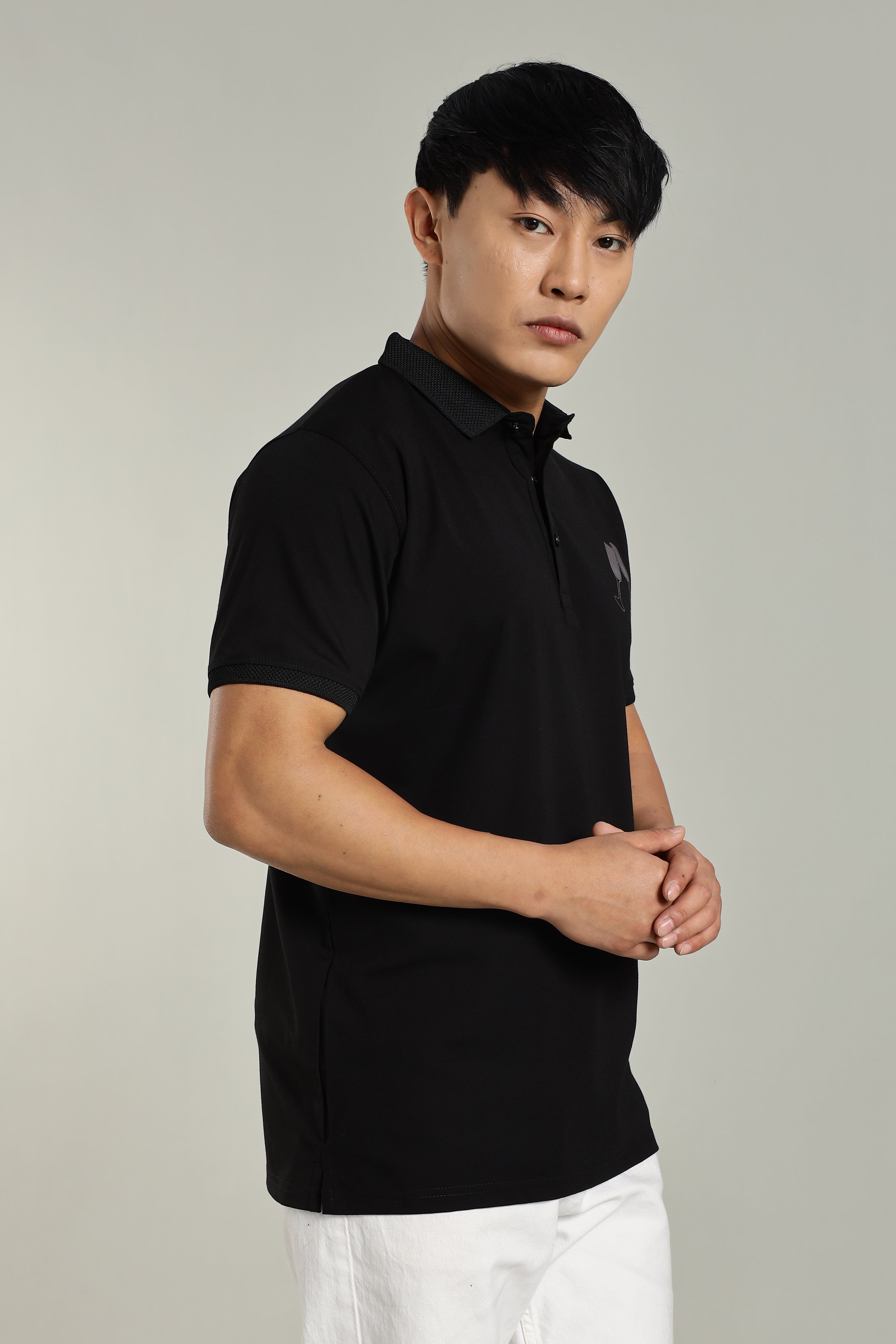 Diamond Detailing Reflective Print Party Polo for Men