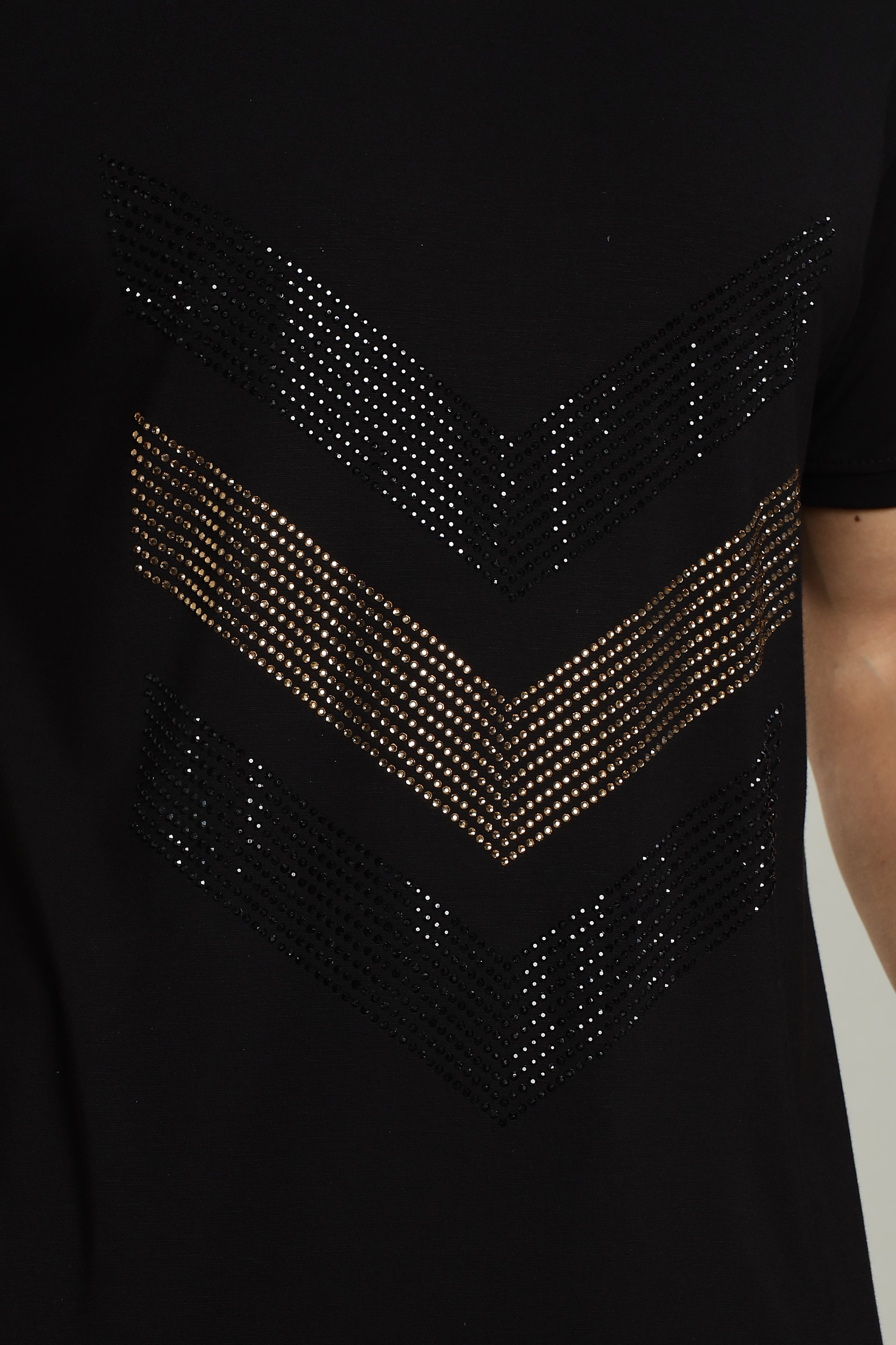 Misc Black Partywear T-Shirt with Diamond Arrow Design