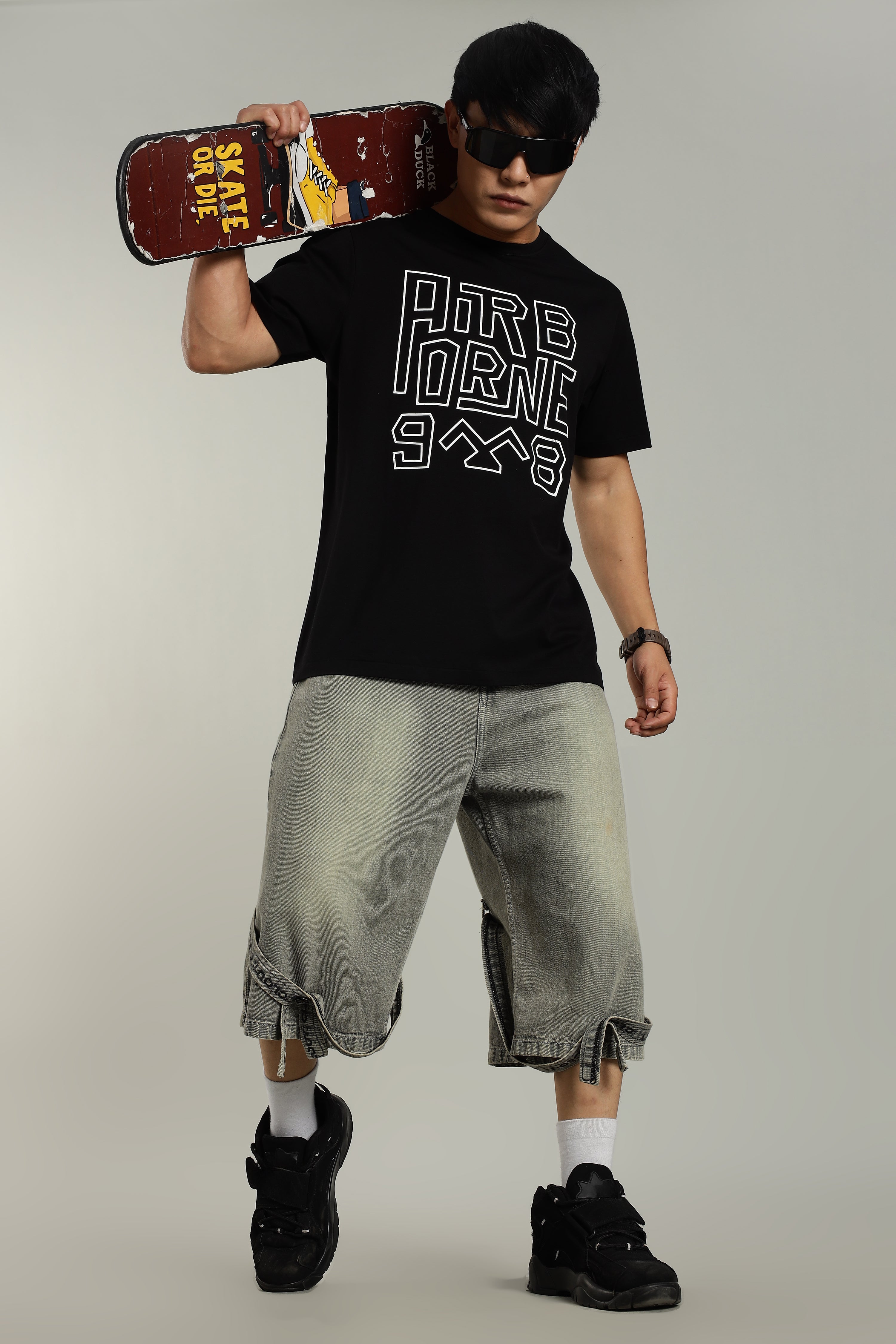 AIRBORNE 9*8 Black Supima Cotton T-Shirt