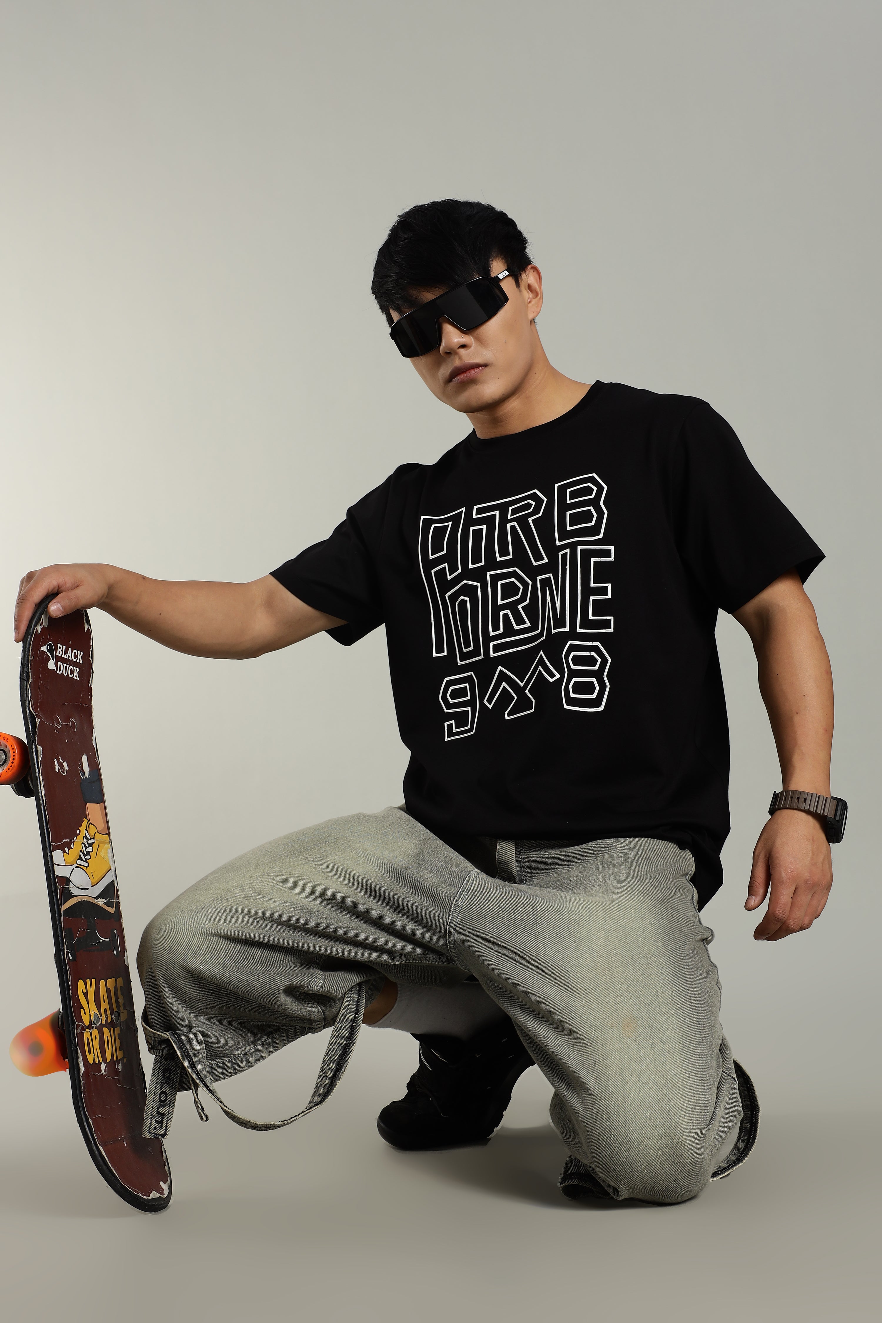 AIRBORNE 9*8 Black Supima Cotton T-Shirt