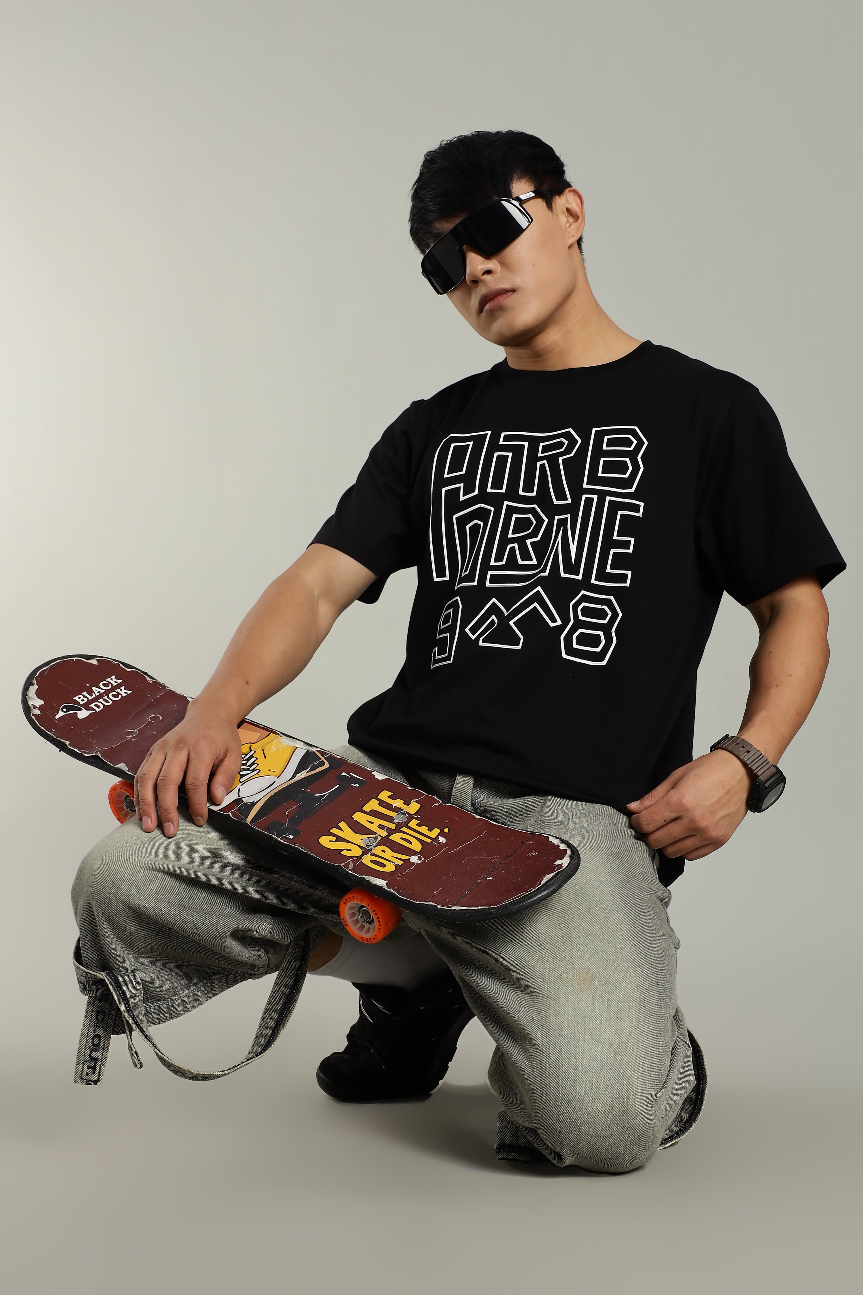 AIRBORNE 9*8 Black Supima Cotton T-Shirt