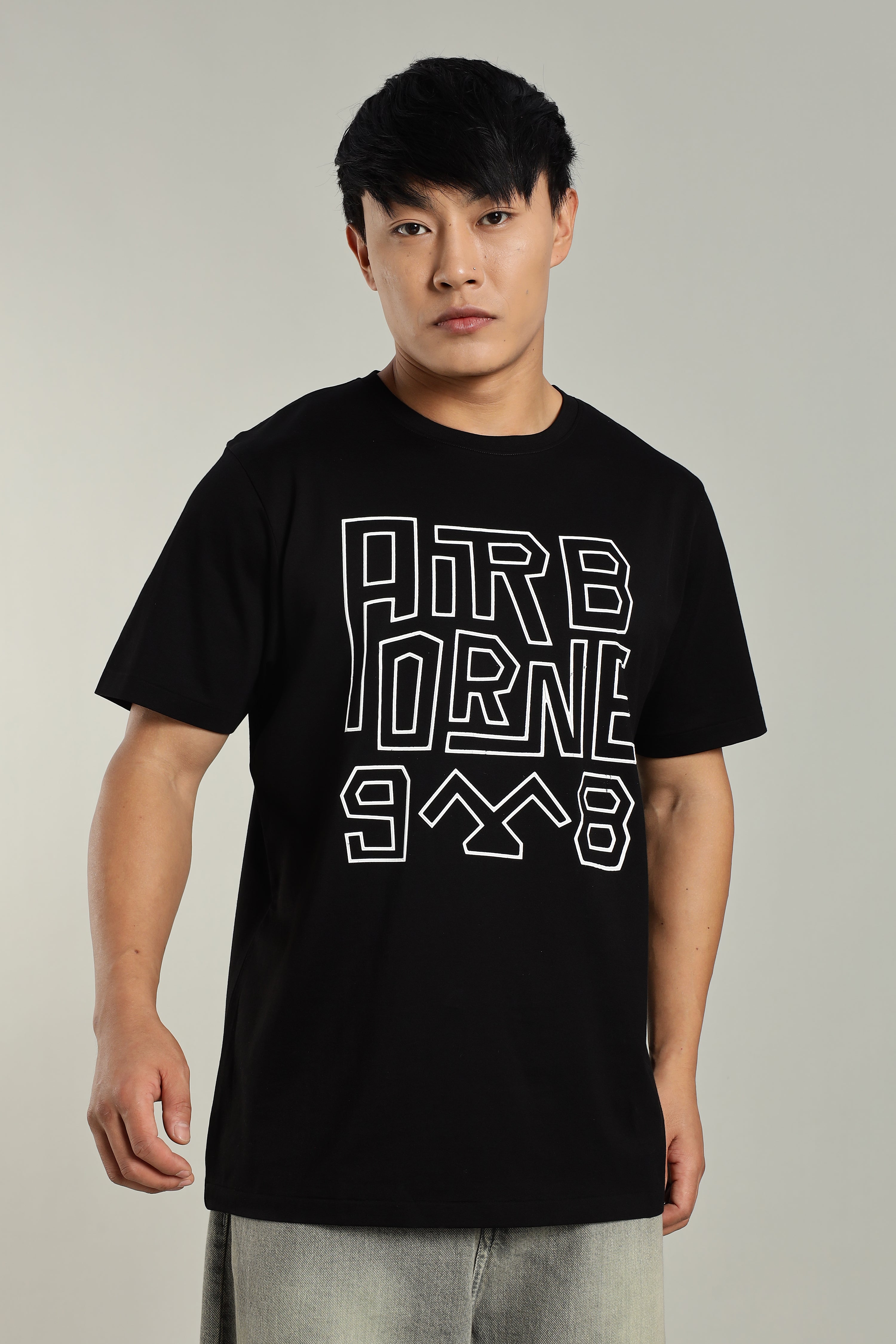 AIRBORNE 9*8 Black Supima Cotton T-Shirt