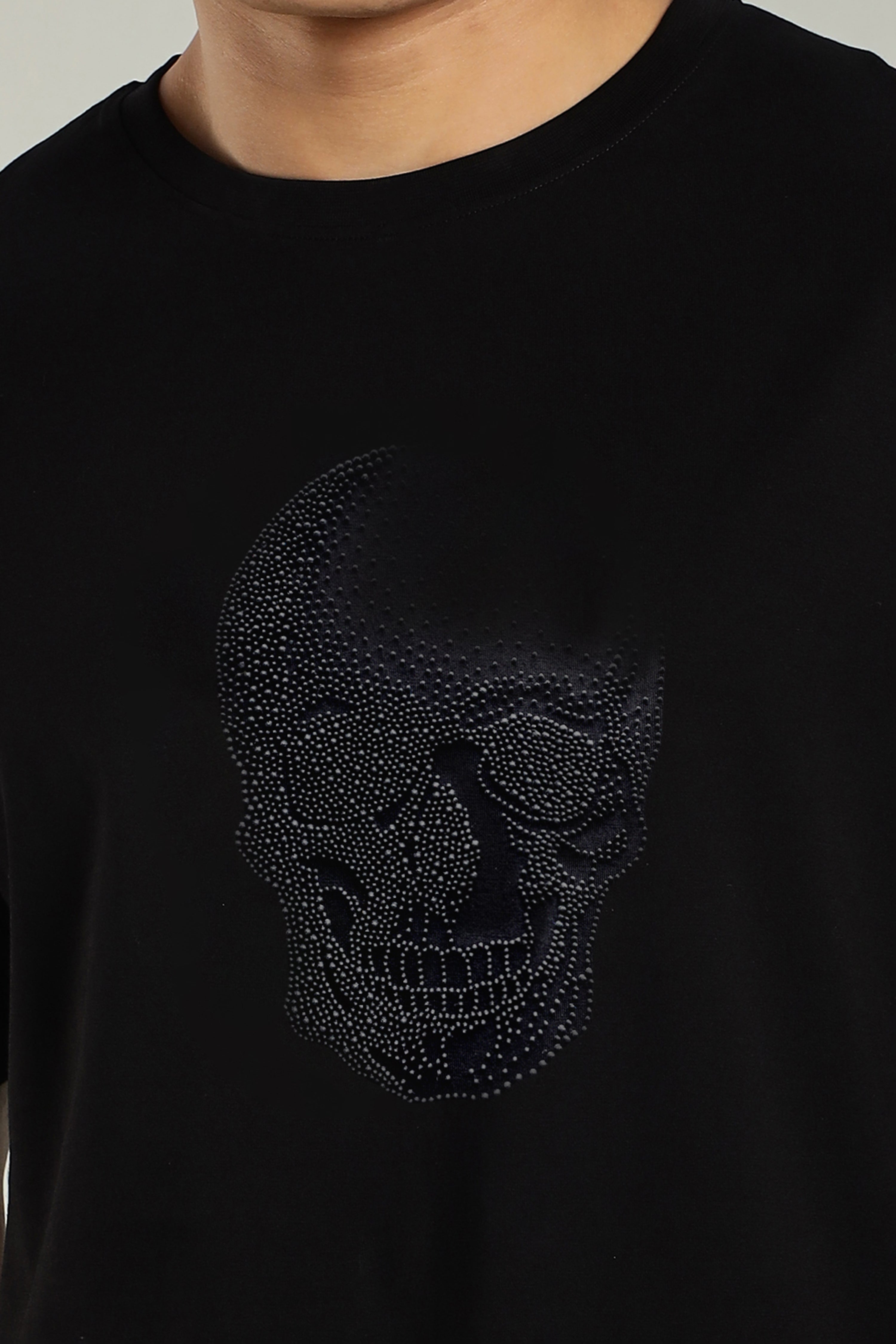 Premium Black Skull T-Shirt with Reflective Design